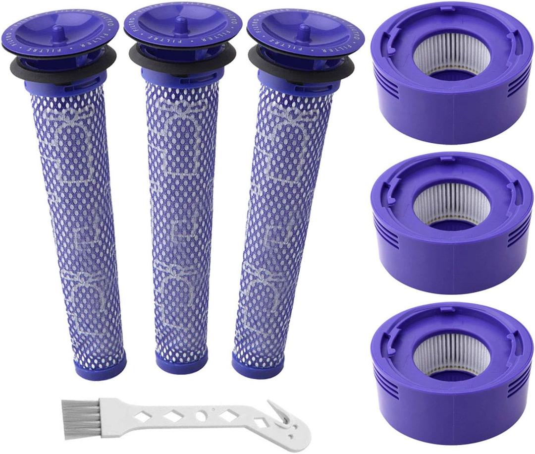 6 Pack Vacuum Filter Replacement Kit for Dyson V7, V8 Animal and V8 Absolute Cordless Vacuum, 3 Post Filter, 3 Pre Filter, Replaces Part # 965661-01 & 967478-01 (3+3+1)