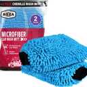 AIDEA Car Wash Mitt Microfiber-2PK, Scratch-Free& Lint-Free, Premium Chenille Microfiber Wash Mitt-Blue Regular Size (7.12''X10.14'')