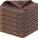 Homaxy 100% Cotton Terry Kitchen Dish Cloths, Ultra Soft and Absorbent Dish Towels for Kitchen, Suitable for Drying and Washing Dishes, 6 Pack, 12 x 12 Inches, Brown