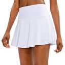 SANTINY Pleated Tennis Skirt for Women with 4 Pockets Women's High Waisted Athletic Golf Skorts Skirts for Running Casual (Large, B White)