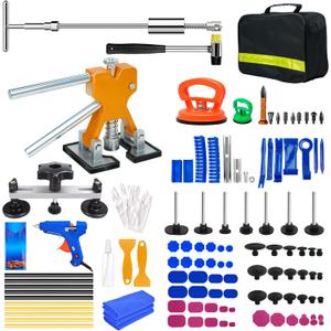 116PCS Car Dent Puller Kit, PDR Tool Kit with Glue, Suction Cups, Bridge Puller & T-Bar Puller, Paintless Dent Repair for Trucks, SUVs, Complete Auto Body Tools for Shop & Advanced DIY User