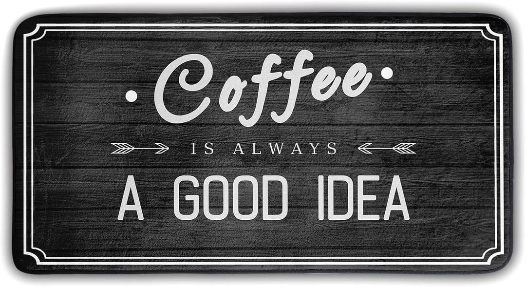Kitchen Rug Black and White Coffee Kitchen Rugs and Mats Non-Slip Washable Anti Fatigue 39 X 20 Inch Cafe Kitchen Decor Mats Throw Carpet for Farmhouse Home Decor