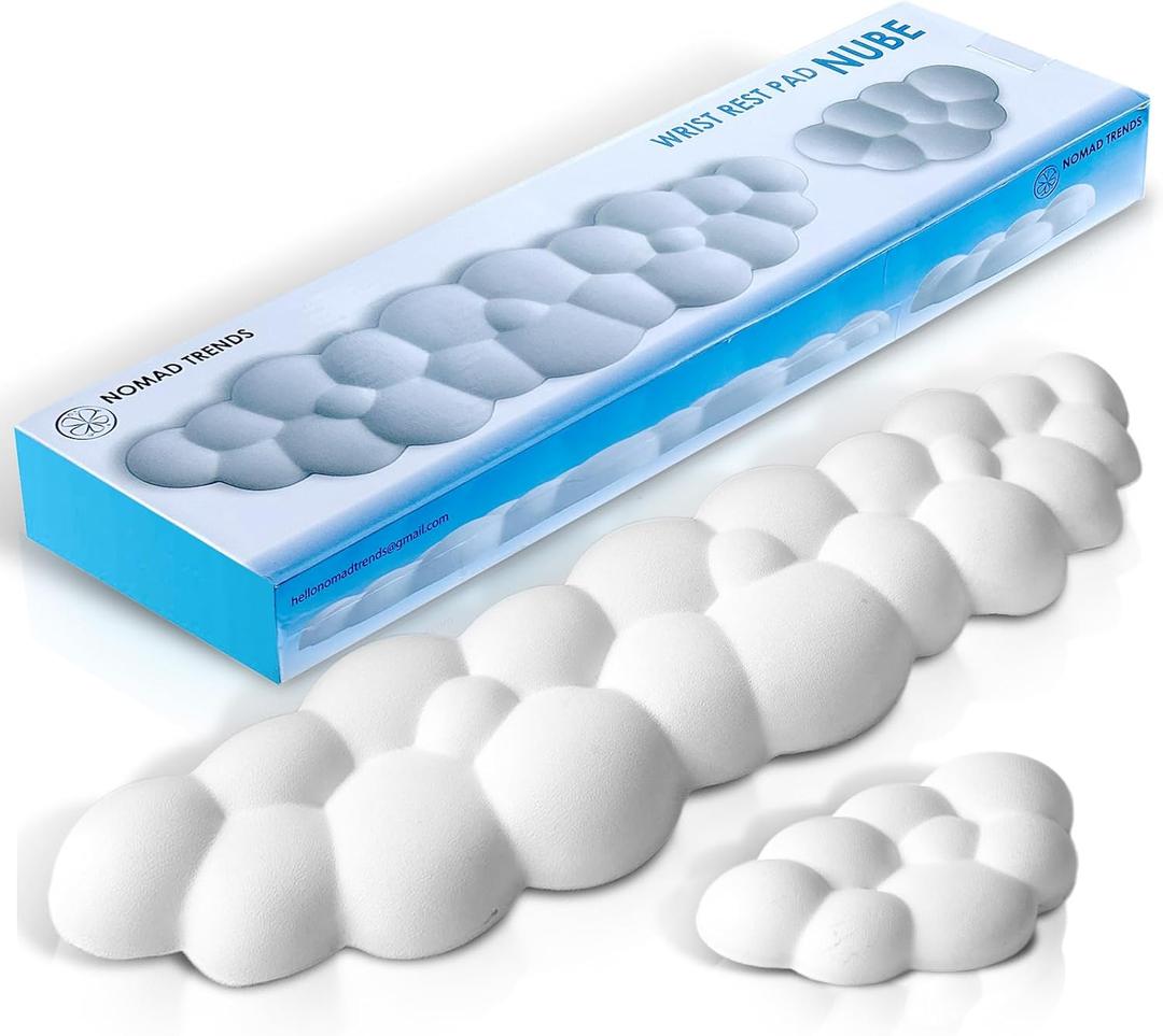 Cloud Wrist Rest  Memory Foam Arm & Wrist Support for Keyboard  Cute White Leather Design Cloud Wrist Rest  Memory Foam Arm & Wrist Support for Keyboard  Cute White Leather Design