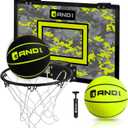 AND1 Over the Door Mini Basketball Hoop: 18x12 Shatterproof Backboard, 2 Mini Basketballs, and Hand Pump Included- Ultimate Indoor Basketball Accessory for Kids and Adults, No Tools Required (Black\Volt)