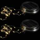 POPETPOP Solar Jar Lid Light Cover 3.54 Inch Solar Led Lid for DIY Hanging Lanterns Outdoor Garden Patio Yard Decorative Jar Lights Set of 2