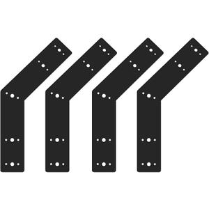 4pack 10x3 135 Degree Black Flat Mending Plates for Wood, 135 Degree Angle Pergola Bracket for Wood 4x4, 6x6 Post Powder Coated, Truss Plates