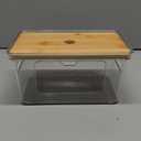 Trash Bag Holder with Bamboo Lid, Stackable Acrylic Trash Bag Dispenser Roll Holder Under Sink, Plastic Container Garbage Bags Storage Organizer for Kitchen, Pantry, Laundry Room Organization