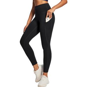 Ewedoos Leggings with Pockets for Women High Waisted Athletic Workout Compression Leggings Tummy Control Yoga Pants Women (Medium, Black)