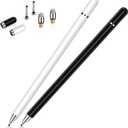 Stylus Pens for Touchscreen,2 Pack High Sensitivity & Precision Magnetic Disc Stylus Pen for iPad/Apple/iPhone/Samsung/Android All Capacitive Touch Screen (Black/White)
