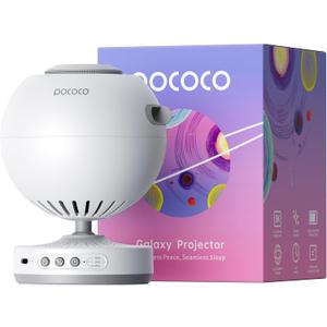 POCOCO Galaxy Star Projector for Bedroom with Replaceable Optical Film Discs, Home Planetarium Night Light Projector with High-Definition Soft Light for Relax, Study, and Meditate, Stress Relief Gifts