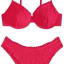 SweatyRocks Women's Bikini Sets for Women Textured Push Up Bathing Suits 2 Piece Swimsuit S