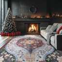 Boho 6x9 Area Rug Vintage for Living Room Machine Washable Low Pile Rugs Non Slip Stain Resistant Eco-Friendly Faux Wool Carpet for Bedroom (Red/Orange,6x9ft)