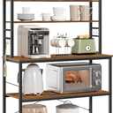 VASAGLE Coffee Bar, 39.4 Inches Baker's Rack for Kitchen with Storage, 6-Tier Kitchen Shelves with 6 Hooks, Microwave Stand, Industrial, Rustic Brown and Ink Black UKKS039K01
