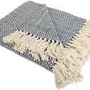 DII Chevron Throw Collection Handloomed Cotton, 50x60, Nautical Blue