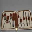 MR.GREEN 9-in-1 Manicure & Pedicure Set  Professional German Stainless Steel Nail Clippers Grooming Kit with Splash-Proof Nail Clipper & Genuine Leather Travel Case (Cognac Brown)