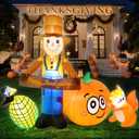 Thanksgiving Inflatable Outdoor Decoration, 5.6FT Inflatables Scarecrow Yard Dcor with Pumpkin, LED Lights Blow up Fall Holiday Decorations for Indoor Outside Lawn Garden