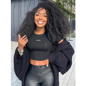 HUA Kinky Curly Half Wig for Black Women 180% Density 3 In 1 Seamless Flip Over Burmese Curly Half Wigs Protein Synthetic Hair Boast A Human Hair Like Touch 18 Inch Wear and Go Glueless Wigs Daily Use