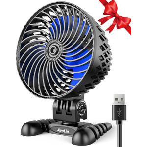 USB Desktop Small Fan, Stepless Speed Adjustment with Multiple Speed Levels, Portable Plug-in Personal Mini Fan,Quiet Powerful Airflow,Suitable for Office Home Dormitory Bedroom, 4.9 Feet Long Cable (Black Blue)
