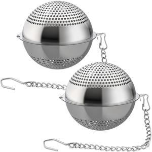 2 Pack Food Grade 304 Stainless Steel Mesh Tea Ball 2.1 Inch Tea Infuser Strainer Filter Diffuser for Loose Tea