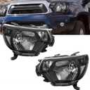 Headlight Assemblies Compatible with 2012 2013 2014 2015 Toyota Tacoma 12 13 14 15 Tacoma Headlights Headlamp[ DOT and SEA][Halogen Type][Passenger & Driver Side] Black Housing Clear