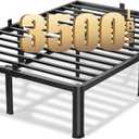 VIPSHOW 16 Inch Queen Bed Frame, 3500Lbs Heavy Duty Metal Platform with Round Corner Legs Mattress Slide Stopper, Steel Slat Support No Box Spring Needed, Noise Free, Non-Slip, Easy Assembly
