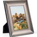 Axeman 5x7 Metal Picture Frame with Tempered Glass, Modern Photo Frame with Easel & Hook for Tabletop & Wall Display, Display 4x6 Pictures with Mat or 5x7 without Mat, Bronze