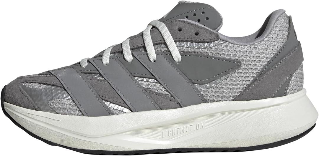adidas Boys' Lightblaze Lace Up Sneakers (6 Big Kid, Grey/Grey/Silver Metallic)