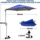 LOTTAFUN Chair Umbrella with Clamp Adjustable Umbrella UPF 50+ with Universal Clamp for Beach Chair, Golf Cart, Wheelchair, Stroller, Bleacher, Patio, Pool
