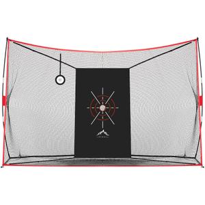 10x7ft Golf Practice Net with Target, Golf Mat & Towel - Heavy Duty Driving Range Screen for Home & Outdoor Use - Easy Setup Swing Training Barrier for Backyard, Indoor, or Outdoor Practice PRO
