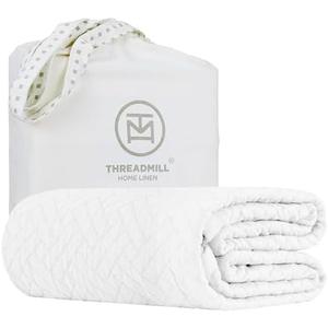 Threadmill Luxury Cotton Blankets for Twin Size Bed | All-Season 100% Cotton Twin Blanket for Bed | Criss Cross Jacquard Lightweight, Soft & Cozy Coverlet, 350GSM, 68 x 90 inches | White