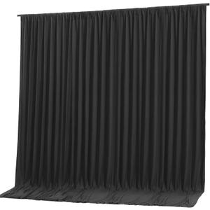 Black Backdrop Curtain 10x10ft - Wrinkle Free Polyester Photo Curtain Backdrop Wedding Back Drop Fabric Drapes for Party Decorations Background for Photography