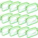 Weewooday 12 Pieces Clear Makeup Bags Cosmetic Storage Bags PVC Zipper Pouches Travel Waterproof Makeup Plastic Case for Women Organizing Toiletries Traveling Bathroom (Medium,Green)