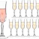 UMEIED Engraved Champagne Flutes, Set of 12-4.16 oz Elegant Etched Glass Coupe Glasses for Wedding, Anniversary, Bridal Shower & Parties