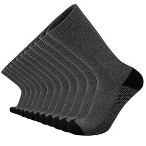 COOVAN 12 Pack Crew Socks for Men Half Cushion Moisture Wicking Athletic Socks