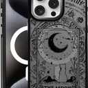 DAIZAG Magnetic Case for iPhone 13, [All-Around Shockproof Corners] [Compatible with MagSafe], Black Translucent Matte Cover,Card Moon Cat