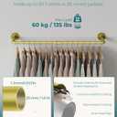 OROPY Industrial Pipe Clothes Rack Wall Mounted Set of 2, 38.4 inches Heavy Duty Iron Pipe Clothing Garment Rail, Multi-Purpose Clothing Hanging Rod for Laundry Room and Closet Storage, Gold