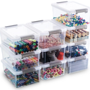 Citylife 1.3 QT 10 Pack Small Storage Bins Plastic Storage Container Stackable Box with Lids for Organizing, Clear White
