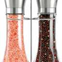 Willow & Everett Salt & Pepper Grinder Set - Stainless Steel Manual Mills, Peppercorns & Rock Salt Sold Separately, Refillable Adjustable Coarseness (2 Count (Pack of 1))