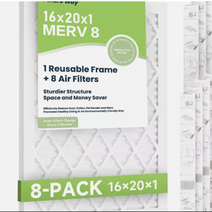 Air Filters 16x20x1” 8-pack With Reusable Frame Merv 8 Mpr 700 Filters