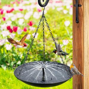 Bird Bath Fountain, 15.5 Inch Solar Powered Metal Bird Bath Bowl Powered by Water Fountain Pump for Outdoor Garden, Patio, Backyard, Yard (Hanging Style)