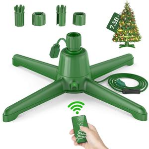 2024 Upgrade Rotating Christmas Tree Stand, UL Certified Adjustable Tree Stands with Remote Control for Up to 7.5ft 90lb Artificial Tree, Durable 3 Light Outputs with Up to 625 Watts of Power (Deep Green)