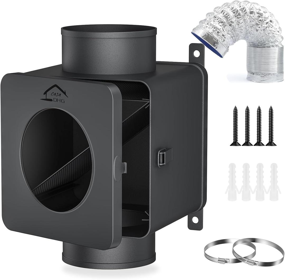 Metal Dryer Duct Lint Trap,Indoor Dryer Vent Kit with Lint Catcher,Secondary Lint Trap with 4inch 8FT Dryer Vent Hose,2 Clamps,Lint Trap for Electric Dryers Vent and Gas Dryer Vent