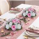 BLOSMON Fake Flowers Ball Centerpieces: 2 Pcs, Pink White Rose Babys Breath