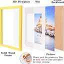 Wyooxoo 16x20 Picture Frame Yellow Made of Solid Wood Photo Frames Display Pictures 12x16 with Mat or 16x20 Without Mat Colorful Frame For Horizontal Vertical Wall Mounting