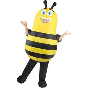 Inflatable Bee Costume Adult Men Women Outfit Unisex Onesie Full Body Bumble Bee Funny Costumes Fancy Blow Up Suit Animals