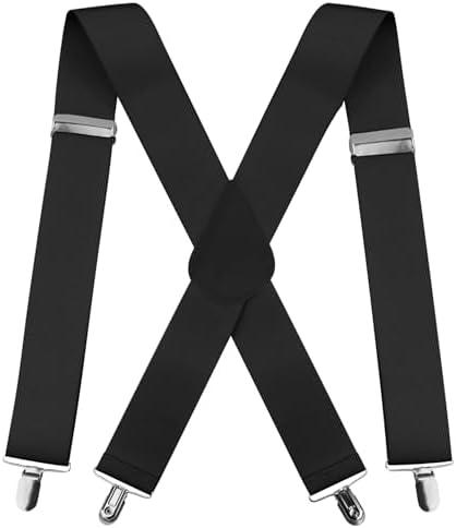 Koudindg Suspenders for Men and Women - 2 Inch Wide X-Back Adjustable Elastic for Work, Heavy Duty