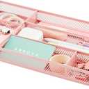 Annova Desk Drawer Organizer Tray for Office Organization - Metal Mesh - Storage Tray with Dividers for Pens, Desktop Accessories, Bathroom, Kitchen, Makeup and Office Supplies (Small, Light Pink)