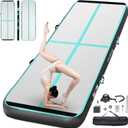 FBSPORT Inflatable Air Gymnastics Mat Training Mats 4/8 inches Thickness Gymnastics Tracks for Home Use/Training/Cheerleading/Yoga/Water with Pump (10ftL*3.3ftW*8inH, Black Green)