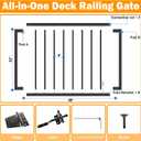 32" H x 48" W Aluminum Deck Gate, Outdoor Deck Gate with Hinges and Latch