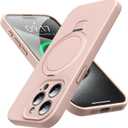 Mag-Ring Designed for iPhone 15 Pro Case, Liquid Silicone [Moisturizing Factor] Extreme Soft Slim Phone Case with Stand [Compatible with MagSafe] for iPhone 15Pro 6.1 inch Men Women, Light Pink